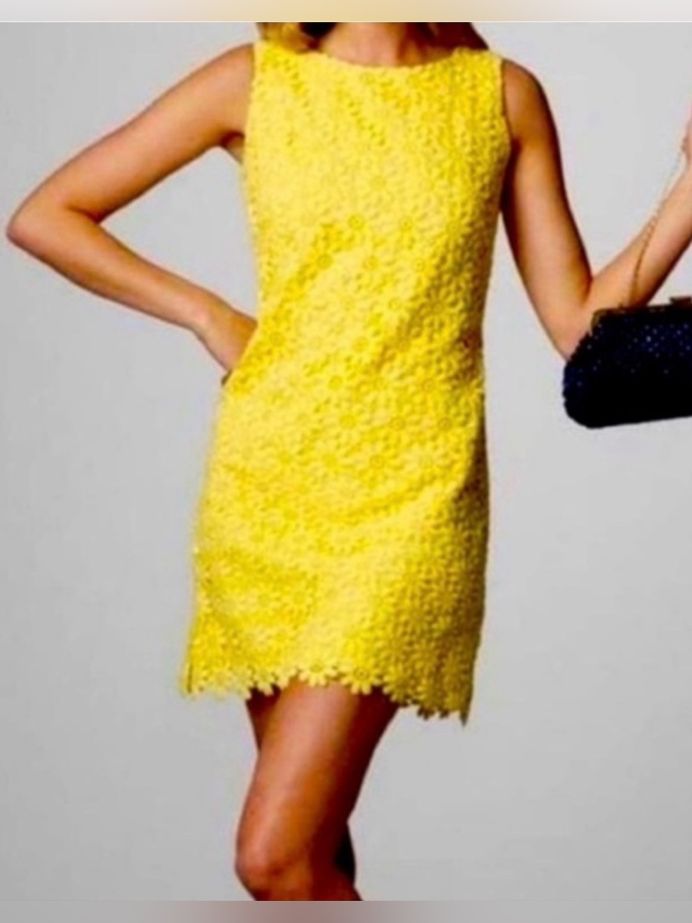 🌼🌼🌼🌼Lilly Pulitzer Yellow Crocheted Daisy Lace “Lela” Shift sz6